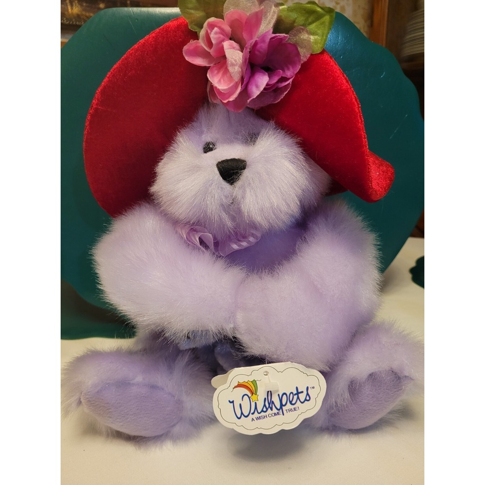Wishpets 2002 purple bear mother with baby 10"